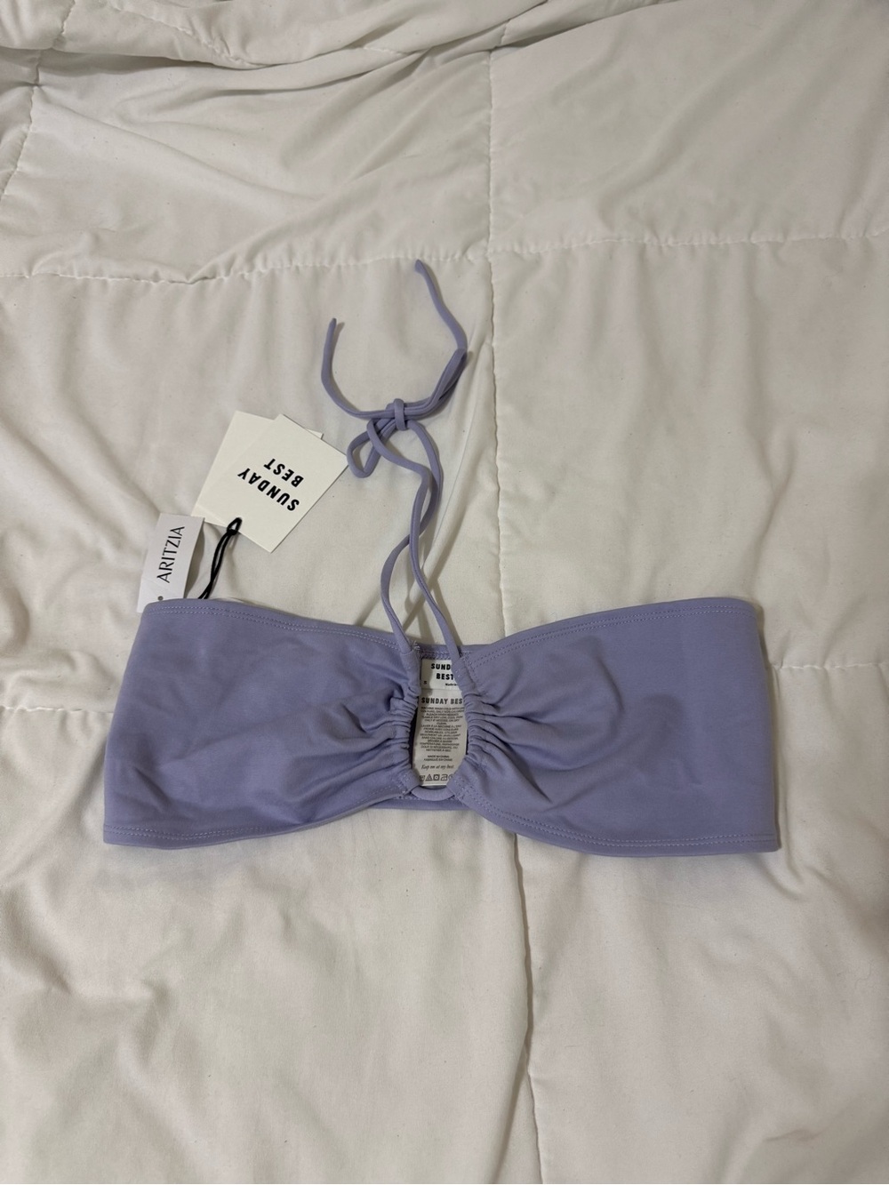 Sunday Best Lavender Strapless Ruched Bandeau Top
